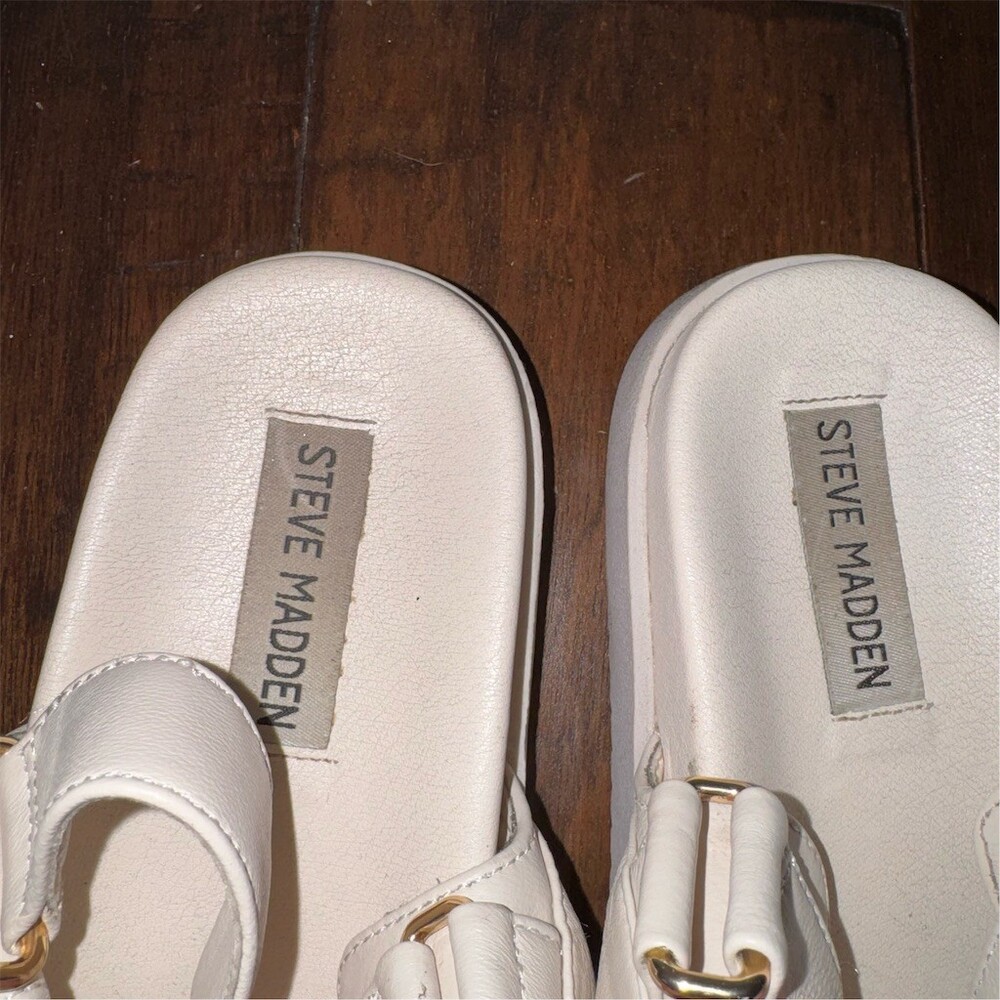 Steve Madden Mona Slingback Footbed Platform Sandals Womens 7.5 Light Beige - Picture 9 of 11